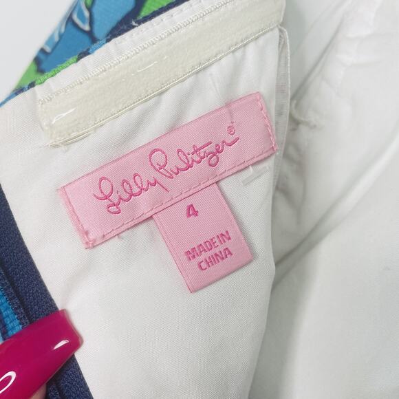 Lilly Pulitzer Bowen Dress Size 4 Bright Navy Floral Rehearsal Strapless Dress - Picture 4 of 6